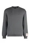 Golden Goose Grey Crewneck Sweater With Maxi Logo Lettering On The Rear