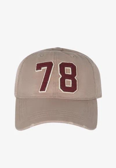 Golden Goose Db 78 Patch Distressed Baseball Cap In Beige