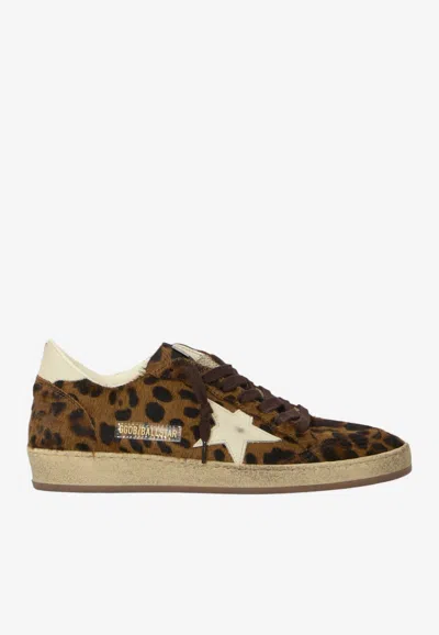 Golden Goose Db Ball Star Animal-print Leather Sneakers In Brown
