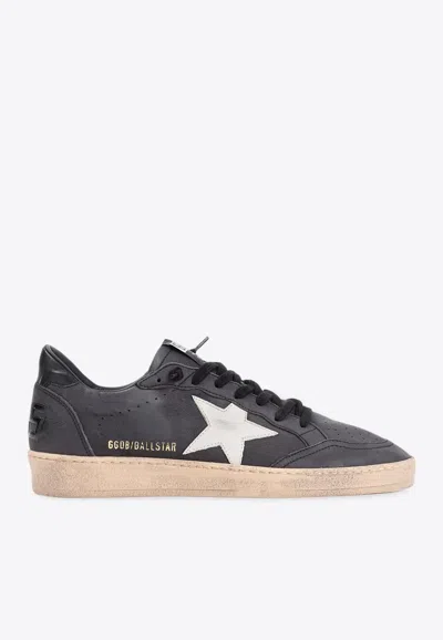 Golden Goose Db Ball Star Distressed Leather Sneakers In Gray