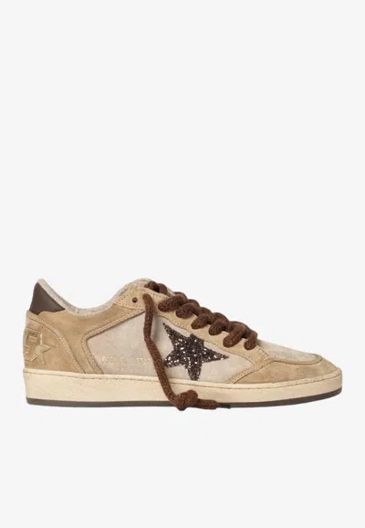 Golden Goose Db Ball Star Distressed Suede Low-top Sneakers In Brown