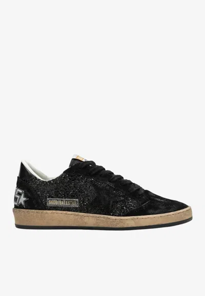 Golden Goose Db Ball Star Glitter And Suede Sneakers In Black