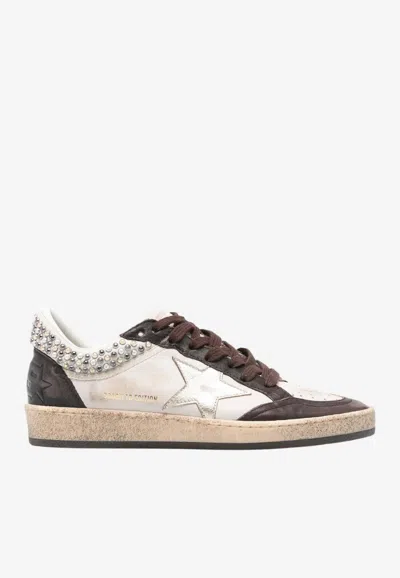 Golden Goose Db Ball Star Studded Low-top Sneakers In Brown