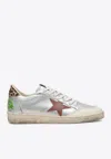 Golden Goose Db Ballstar Leather Sneakers In Silver