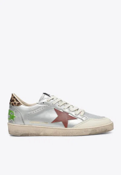 Golden Goose Db Ballstar Leather Sneakers In Silver