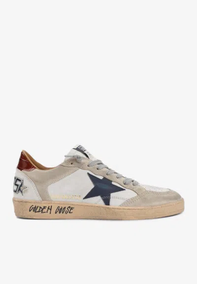 Golden Goose Db Ballstar Leather And Suede Sneakers In White
