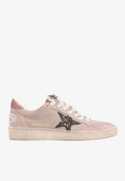 Golden Goose Db Ballstar Vintage Suede And Leather Sneakers In Pink