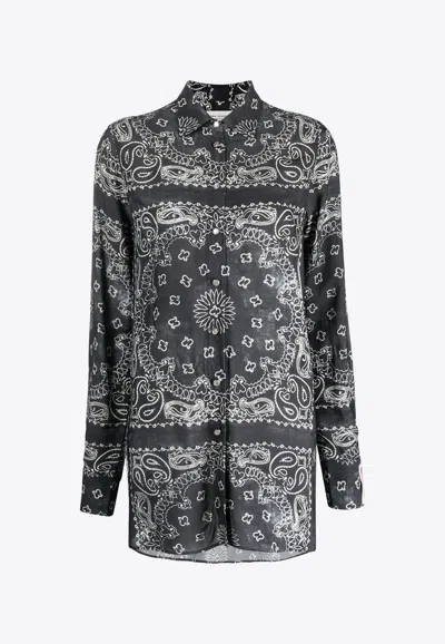 Golden Goose Db Bandana Print Long-sleeved Shirt In Gray
