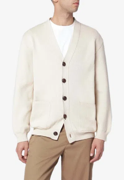 Golden Goose Db Buttoned Ribbed Cardigan In Neutral