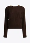 Golden Goose Db Cable Knit Wool Blend Sweater In Brown