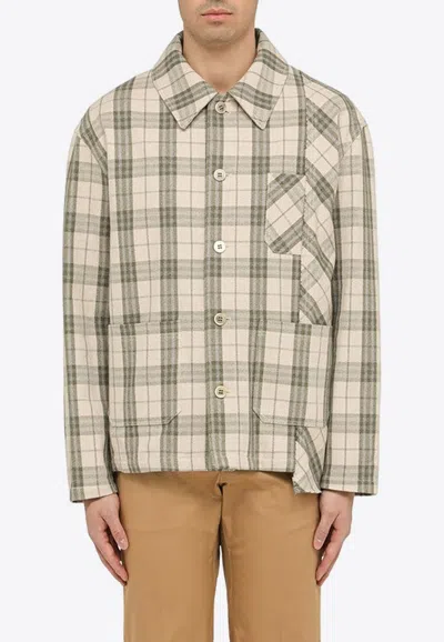 Golden Goose Db Checked Pattern Overshirt In Beige