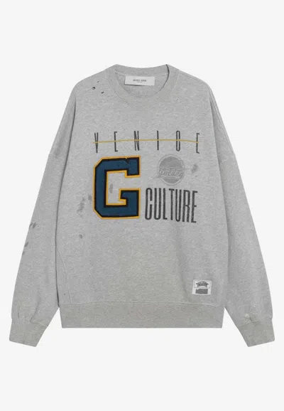 Golden Goose Db College-style Logo Print Sweatshirt In Gray