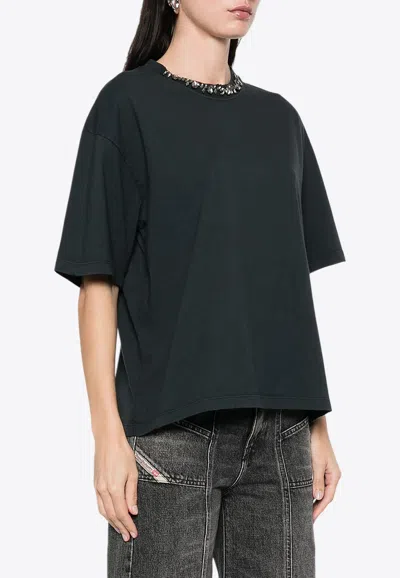 Golden Goose Db Crystal-embellished Crewneck T-shirt In Black