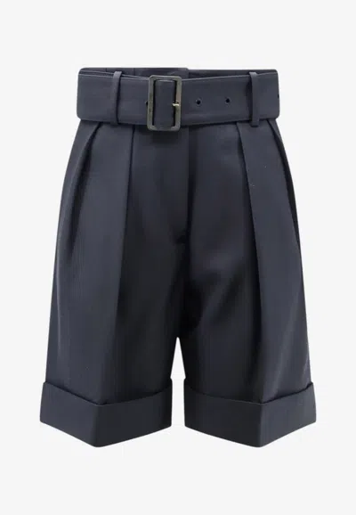 Golden Goose Db Demetra High-waist Belted Shorts In Blue