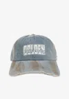 Golden Goose Db Distressed Denim Logo Cap In Blue
