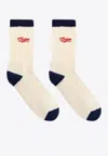 Golden Goose Db Distressed Logo Ankle Socks In Neutral