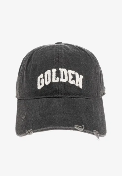 Golden Goose Db Distressed Logo Baseball Cap In Gray