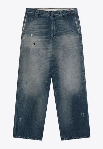 Golden Goose Db Distressed Oversized Jeans In Blue
