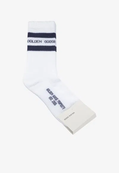 Golden Goose Db Distressed Sports Socks In Blue