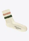Golden Goose Db Distressed Striped High Ribbed Socks In White