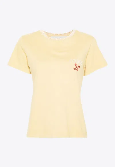Golden Goose Db Doris Whipstitch-trim T-shirt In Yellow