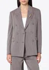 Golden Goose Db Double-breasted Chevron Blazer In Brown