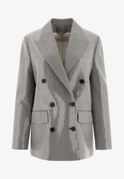 Golden Goose Db Double-breasted Houndstooth Sequined Blazer