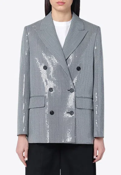 Golden Goose Db Double-breasted Sequined Blazer In Silver