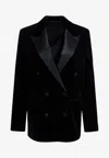 Golden Goose Db Double-breasted Velvet Tuxedo Blazer In Black