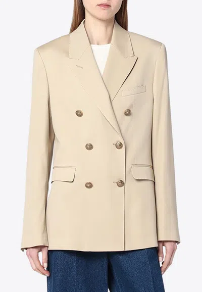 Golden Goose Db Double-breasted Wool Blazer In Beige