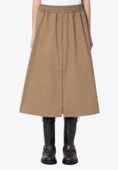 Golden Goose Db Double Star Logo Flared Skirt In Brown