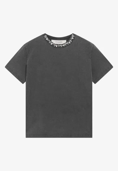 Golden Goose Db Embellished Faded T-shirt In Gray