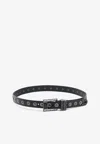 Golden Goose Db Embroidered Leather Belt In Black