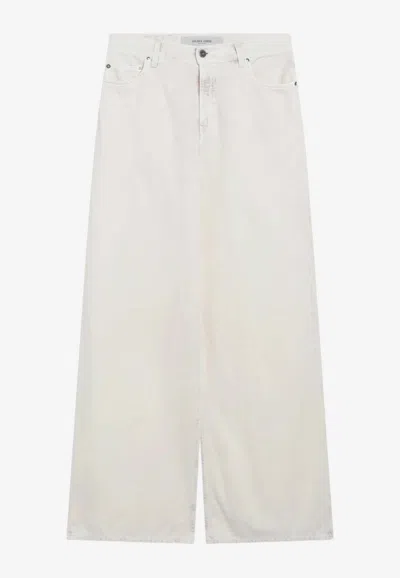 Golden Goose Db Embroidered Wide-leg Jeans In White