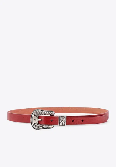 Golden Goose Db Engraved Buckle Leather Belt