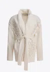 Golden Goose Db Floral Embroidered Belted Cardigan In White