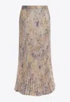 Golden Goose Db Floral Print Pleated Midi Skirt In Neutral