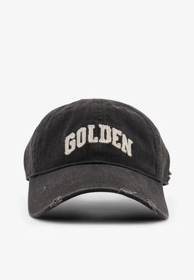 Golden Goose Db Golden Distressed Denim Baseball Cap In Gray