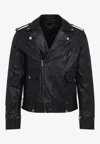 Golden Goose Db Golden Leather Biker Jacket In Black