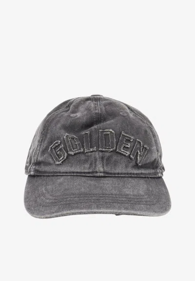 Golden Goose Db Golden Patch Faded Denim Baseball Cap In Gray