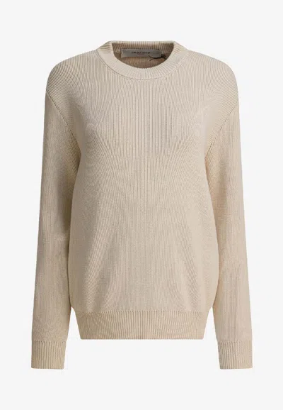 Golden Goose Db Golden Ribbed Crewneck Sweater In Neutral