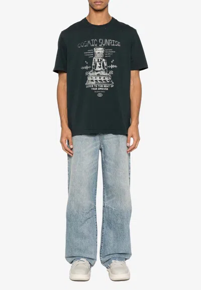 Golden Goose Db Graphic Print Crewneck T-shirt In Black
