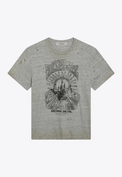 Golden Goose Db Graphic Print Vintage-effect T-shirt In Gray