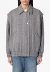GOLDEN GOOSE DB HERRINGBONE WOOL-BLEND ZIP-UP JACKET
