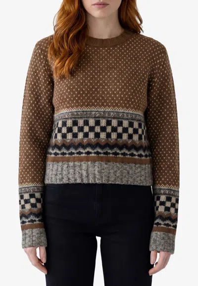 Golden Goose Db Journey Jacquard Wool Sweater In Brown