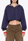 Golden Goose Db Journey Logo-embroidered Cropped Hoodie In Navy