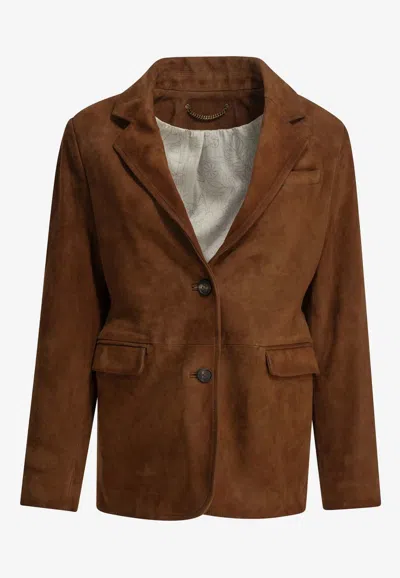Golden Goose Db Journey Suede Leather Jacket In Burgundy