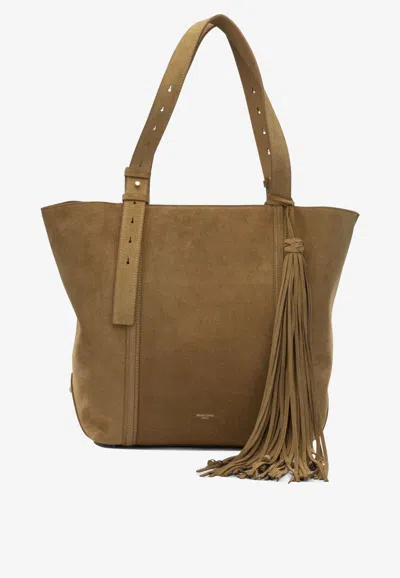 Golden Goose Db Large East-west Suede Tote Bag In Brown