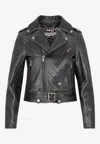 Golden Goose Db Worn-out Leather Zip-up Jacket In Black