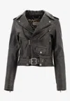 Golden Goose Db Distressed Leather Biker Jacket In Black